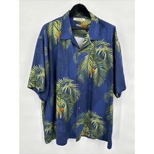 Tommy‎ Bahama XXL 100% Silk Hawaiian Men's Shirt Bold Colorway on Cream Embossed